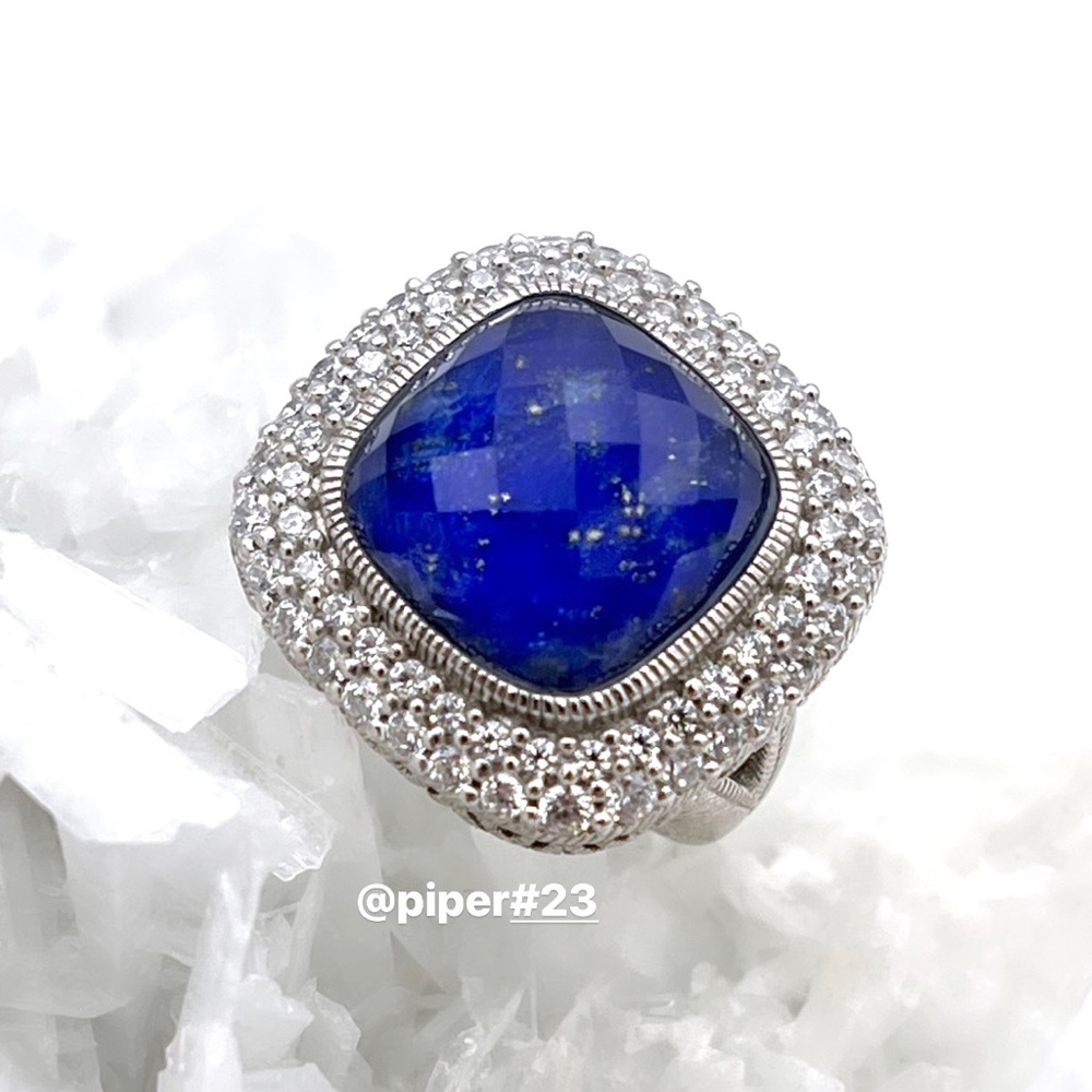 NWOT Judith Ripka Cushion-cut Lapis Doublet and Diamonique Cocktail Ring - 7
